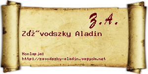 Závodszky Aladin névjegykártya